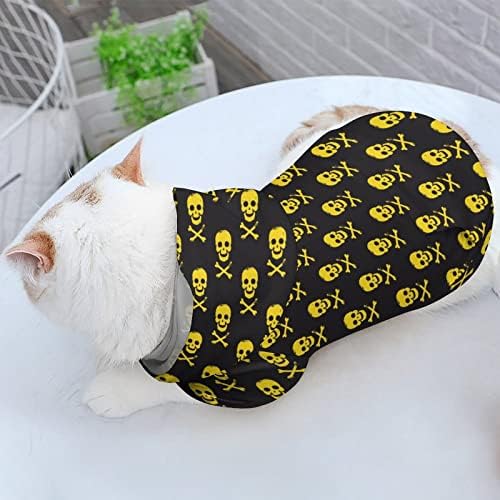 Žuta lubanja mačka jednodijelna košulja trendi kostim za pse sa poklopcem za kućne ljubimce