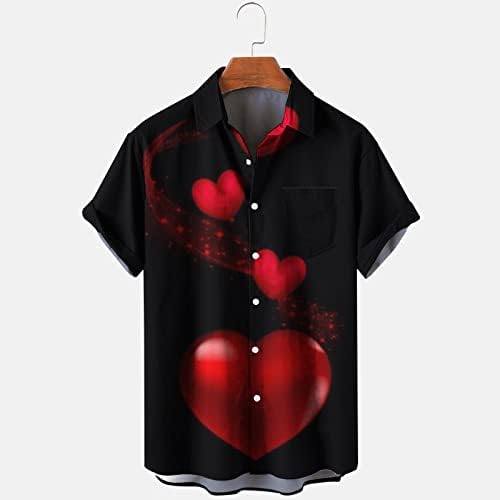 Majice za muškarce Modni dan zaljubljenih tiskani jednostruki džep majica Casual Labavi ispisani džep Redovna majica