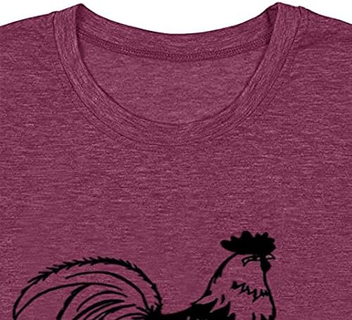 Majica sa pilećim printom za žene smiješni pileći grafički kratki rukav Farm Country Casual Tee životinjski vrh