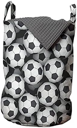 Ambesonne Soccer torba za pranje veša, lopte za fudbalske utakmice turnir Softball jednobojni stil umetničkog dela, korpa za korpe