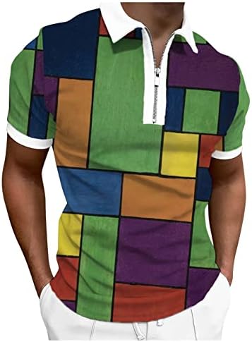 XXBR MENS Zipper polo golf majice, ljetni kratki rukav kolokblok za grafički sportski sportski majica za rad za posao