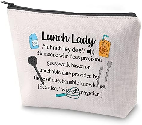 ZJXHPO Lunch Lady definicija kozmetička torba kafeterija Radnik šminka torba sa patentnim zatvaračem ručak dama zahvalnost poklon