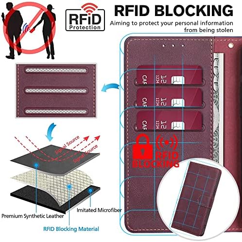 Kompatibilan sa futrolom za novčanik Google Pixel 7, PU kožna Flip Folio futrola sa držačem kartice RFID blokirajući poklopac telefona
