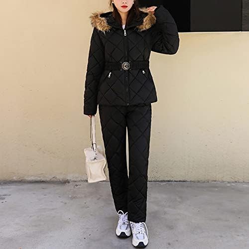 Ženska ležerna modna odijelo Hodženski patentni kaput kaiš visoke struk hlače odijelo žene zimski teški kaput