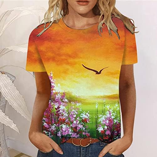 Teen Girl Casual Thirsts kratki rukav bluze T majice Crewneck Butterfly Graphic Opuštene fit Thirts 2023 W6