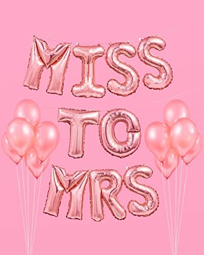 XO, FETTI BACHELORETTE DECORACESS - Promašite gospođu Balloon Kit - Rose Gold - 16 Gospođice gospođe Foil Balloons + 10 ružičastih