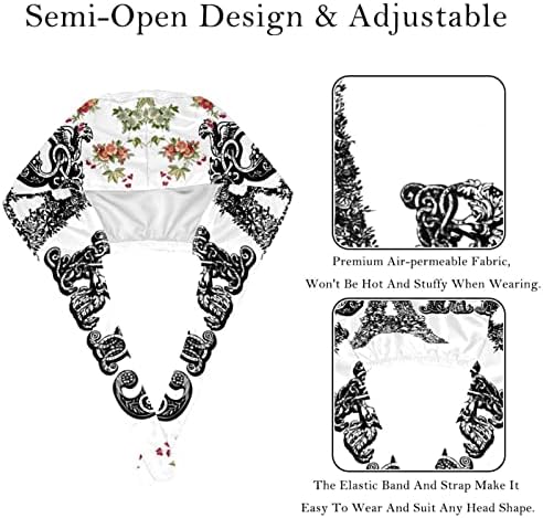 Etno Elephant Floral jpg Unisex radni šešir sa dugmetom（2kom） Podesiva kravata sa trakom za znoj jedne veličine