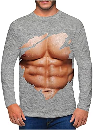 Trendy Ležerna majica za muškarce 3D digitalni mišićni ispis okrugli vrat dugih rukava pulover bluza cool cour srednja odjeća