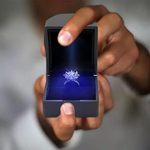 YAGELI LED prsten kutija-kvadratni baršunasti vjenčani prsten vitrina Poklon kutija za nakit sa LED svjetlom za angažman prijedloga