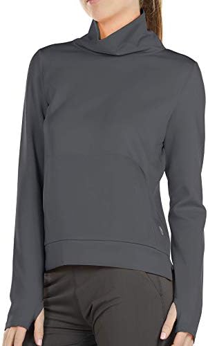 Icyzone majice za žene - rugajući vrat atletski vožnji pulover s dugim rukavima s džepom i rupama za palac