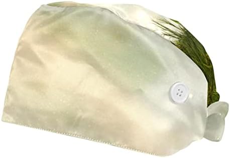 DEYYA 2 pakovanja Radna kapa sa gumbom i dugačkom opsegom za žene duga kose podesiva kravata za povratak Frog Trunk alga
