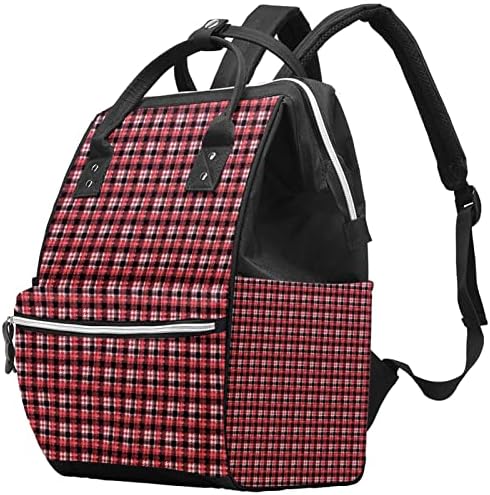 Guerotkr putni ruksak, vrećica za pelene, ruksak pelena, rustikalni houndstooth plairani crni crveni vintage