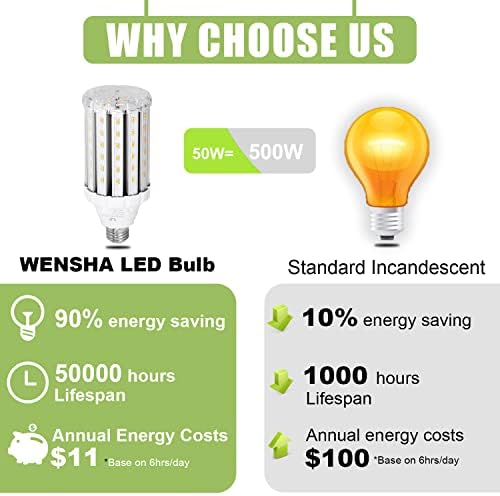 50W LED kukuruzne sijalice-500w ekvivalentno, 4500 lumena,6500k dnevno Bijelo,E26 baza za skladišta,supermarkete,garaže,fabrike,radionice,ulice,