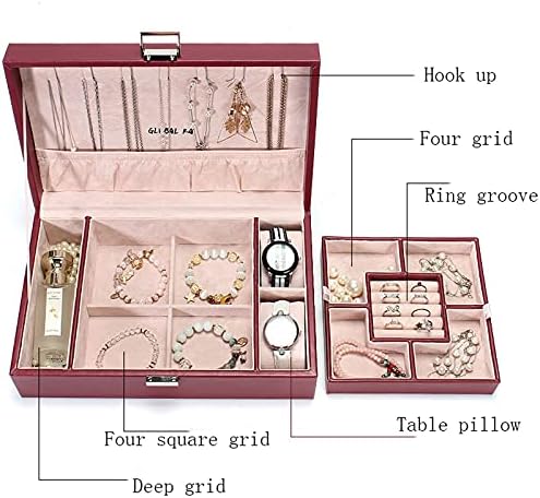 EMERS Exquisite - kutija za nakit PU kožna kutija za nakit organizator sa 2 futrolom za sat uklonjiva ladica za nakit vitrina za pohranu-baršunasta