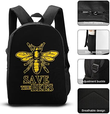 Save the Bees 3pcs ruksak za Laptop Set slatka tinejdžerska torba za knjige sa torbom za ručak Pencil Box