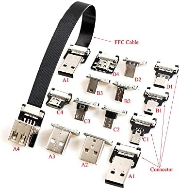 1kom FFC Tip-C Mini Micro USB produžni Trakasti kabl pogodan za DJI Tip C Meki fleksibilni FPC Charge FPV ručni Monitor bez četkica,