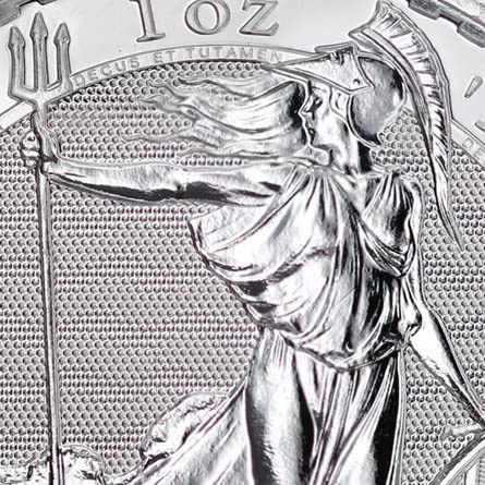 2023 1 OZ British Silver Britannia Coin od kraljevske mente sjajno je necrtuliran sa potvrdom o autentičnosti £ 2 BU