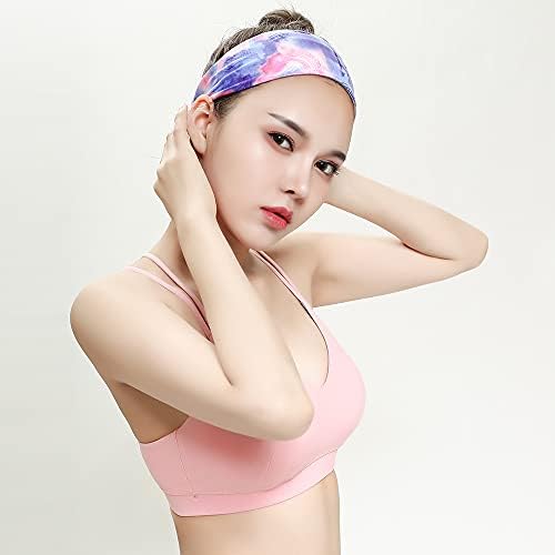 KeeLeePee Yoga trake za glavu za žene, vježbajte neklizajuću široku traku za glavu elastične meke trake za znoj glave za fitnes Sport