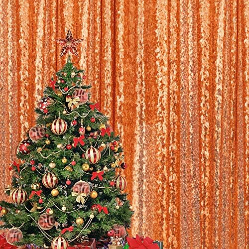2 × 8ft-2pcs narandžasti paneli za povučene zavjese, fotografija pozadina sjajnih zavjesa za božićnu zabavu za božićnu zabavu