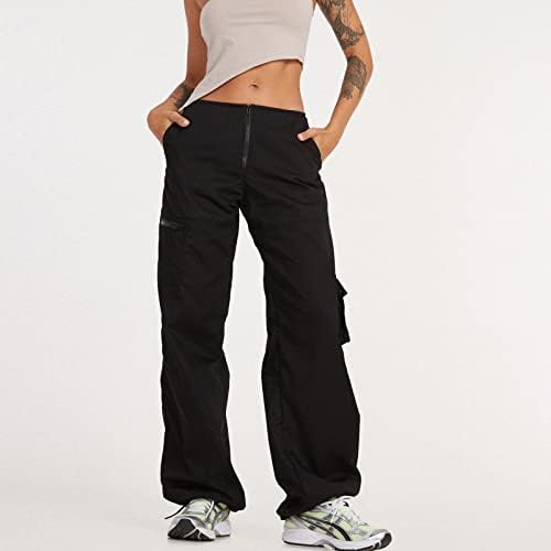 TakoFar ženske vrećaste teretne hlače patentni patentni patentni struk široka noga jogger y2k pant s džepovima Srednja odjeća