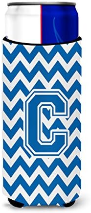 Caroline's CJ1056-CMUK slovo C Chevron plavi i bijeli ultra Hugger za tanke limenke, može hladnije rukav zagrljaj rukav za piće rukav