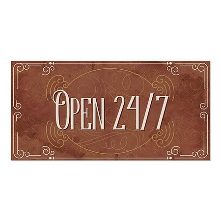 CGsignLab | Otvorena 24/7 -victorian Card prozor Cling | 24 x12