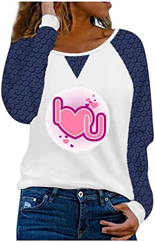Ženska Crewneck Pogledajte kroz mrežu Sheer Tops casual labavi valentine tunike vrhovi čipkasti panel majice s dugim rukavima bluza