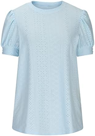 Ženske bluze kratkih rukava na listu 2023 Ljetni čvrsti boju vrhovi za posadu izrez prozračna mekana majica