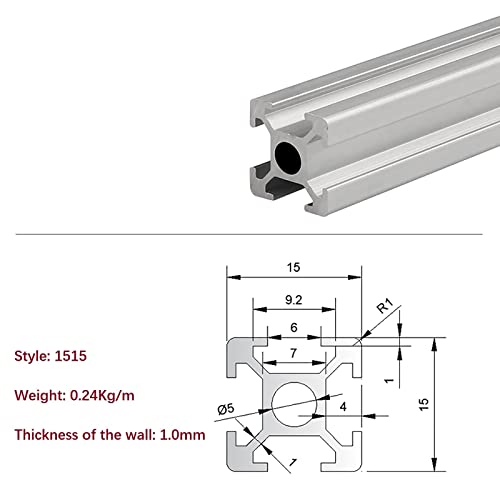 Mssoomm 10 pakovanje 1515 dužina profila ekstruzije aluminijuma 55,12 inča / 1400 mm srebro, 15 x 15 mm 15 serija T Tip T-Slot Evropski