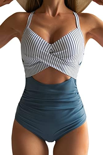 Eomenie ženski Jednodijelni kupaći kostimi za kontrolu stomaka izrez kupaćeg kostima visokog struka Wrap Tie Back 1 Piece kupaći kostim