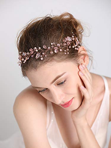fxmimior ženski Prom Crni nakit za kosu Bridal Headpiece Hair Vine Crystals list traka za glavu Tiara Party Evening Wedding hair Accessory
