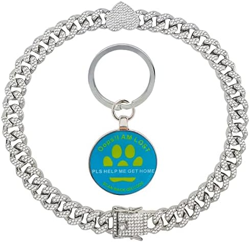 Srebrni ovratnik za pse, dijamantski Kubanski ovratnik za hodanje metalni lanac sa sigurnom kopčom, kubanska Kristalna ogrlica za