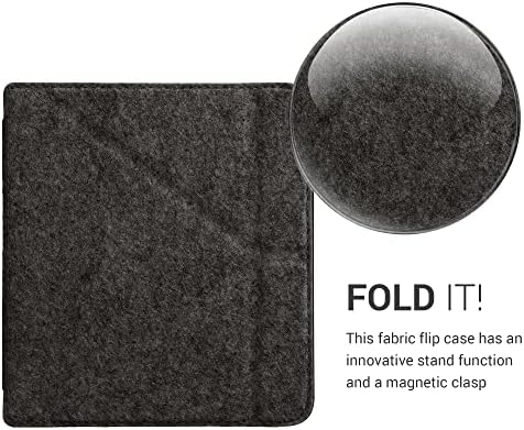 kwmobile Origami futrola kompatibilna sa Tolino Vision 6 - felt Cover - tamno siva