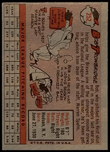 1958. Popis 252 Bob Trowbridge Milwaukee Braves Dean's Cards 5 - Ex Hrabres
