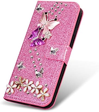 Blllue novčanik slučaj Kompatibilan sa Samsung A32 5G, Glitter Bling boja leptir dijamant Pu Koža Flip telefon poklopac za Galaxy
