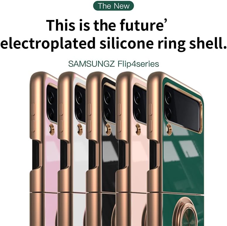 Galvanizirana futrola kompatibilna sa Samsung Galaxy Z Flip 4 poklopcem ugrađenim prstenastim postoljem magnetni zaštitni udarni sjajni