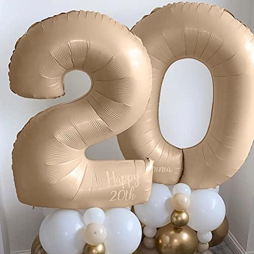 Tan 21 balon od balona za ruke za nju, 40-inčni gigantski bejški baloni za dječake djevojke, neutralno goli broj 1 i 2 helijum balon