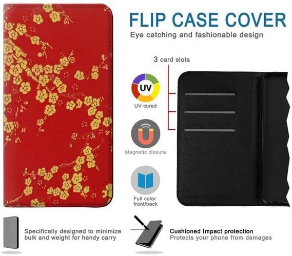 RW2050 Cherry Blossoms Chinese Silk Graphic Printed PU Leather Flip Case Cover for iPhone 14