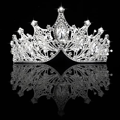 Makone srebrne krune i tijare za žene i djevojčice Kristalna kraljica krune Rhinestone princeza tijare za djevojčice barokna traka