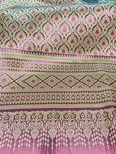 Tajlandski svile Damask tradicionalni uzorak tkanine 40 x70 - tamno crvena & amp; zlato