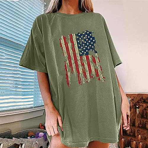 Košulje od 4. jula za žene labave casual prevelizirane američke zastave tiskani o-vrat kratkih rukava majica pulover vrhove