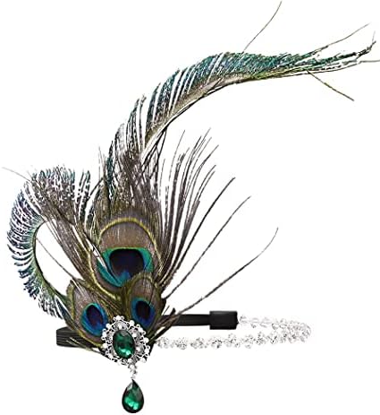 Gortin 1920-ova traka za glavu Great Gatsby Headpiece Feather Headband Crystal Roaring 20s Hair Accessories Art Deco Party Prom Headwear