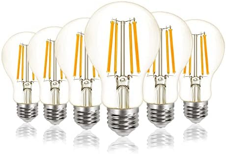 Inlight A19 dimabilna 5W LED sijalica, E26 baza, topla bijela, 6-pakovanje, 50-vatna ekvivalentna Vintage Edison sijalica sa jantarnim