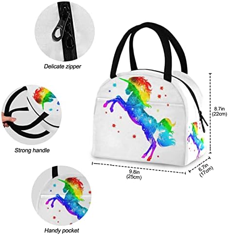 Alaza Rainbow Unicorn torba za ručak tote izolovane hladnjače torbe za višekratnu upotrebu kutija za ručak prijenosni za žene djecu