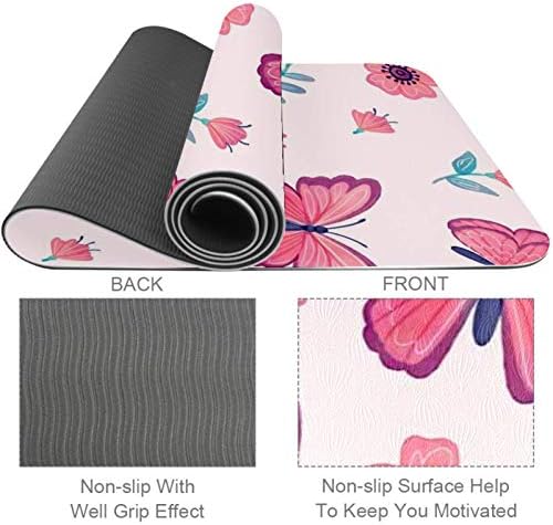 Siebzeh butterfly Pattern Pink Premium Thick Yoga Mat Eco Friendly Rubber Health & amp; fitnes Non Slip Mat za sve vrste vježbe joge