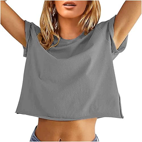 Osnovna košulja sa čvrstom bojom za žene tanki visoki stručni kratki rukav Crewneck vrhovi ljetni trendy casual svestrani blosue