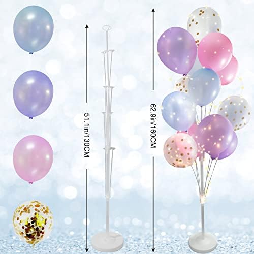 Glux balon Komplet od balona 2 sa žicama za držač balona - 40 višebojni metalni balonski toranjski komplet sa bazom za rođendan za