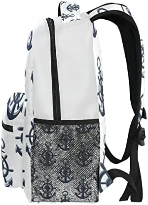 Nautičko sidro ruksak Navy Plava Casual Bookbag Lagana laptop školska torbija Daypack School Travel Travel Weight Bays za djevojke