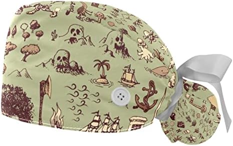 2 Pakirajte radne kape sa duksevima za žene, vintage Elementi mapa Ponytail torbica šeširi