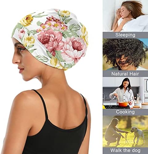 Ženska modna granica slabog kape za kosu za kosu, šareni cvjetni ružin uzorak elastična traka za glavu noć spavanja